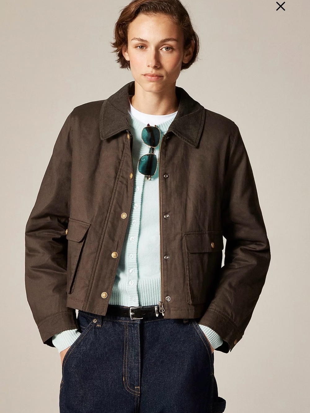 J. Crew Cropped Barn jacket in ripstop cotton Large